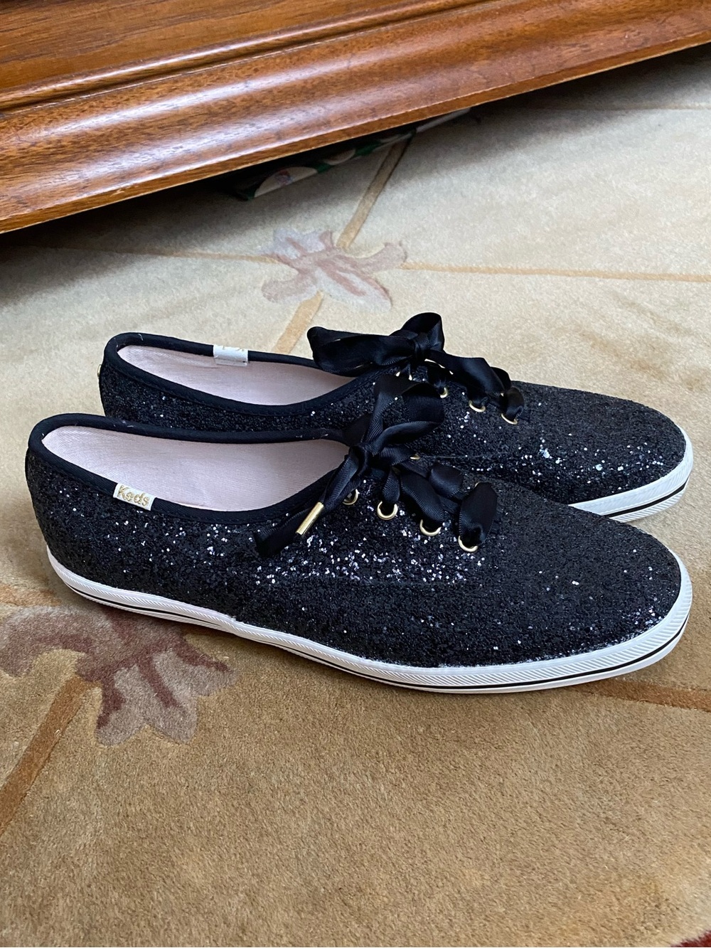 Kate Spade Keds Black Glitter New 8.5